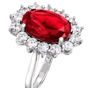 Oval cut Diana Kate Red 925 sterling silver & cubic zirconia.